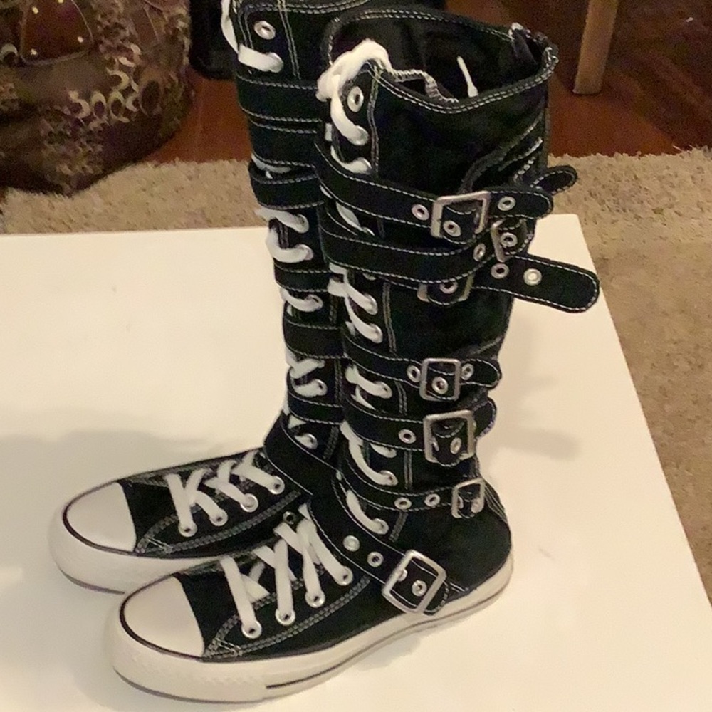 Converse Strap Buckle Zipper Knee High Sneaker Boot Womens 7  New! No Box